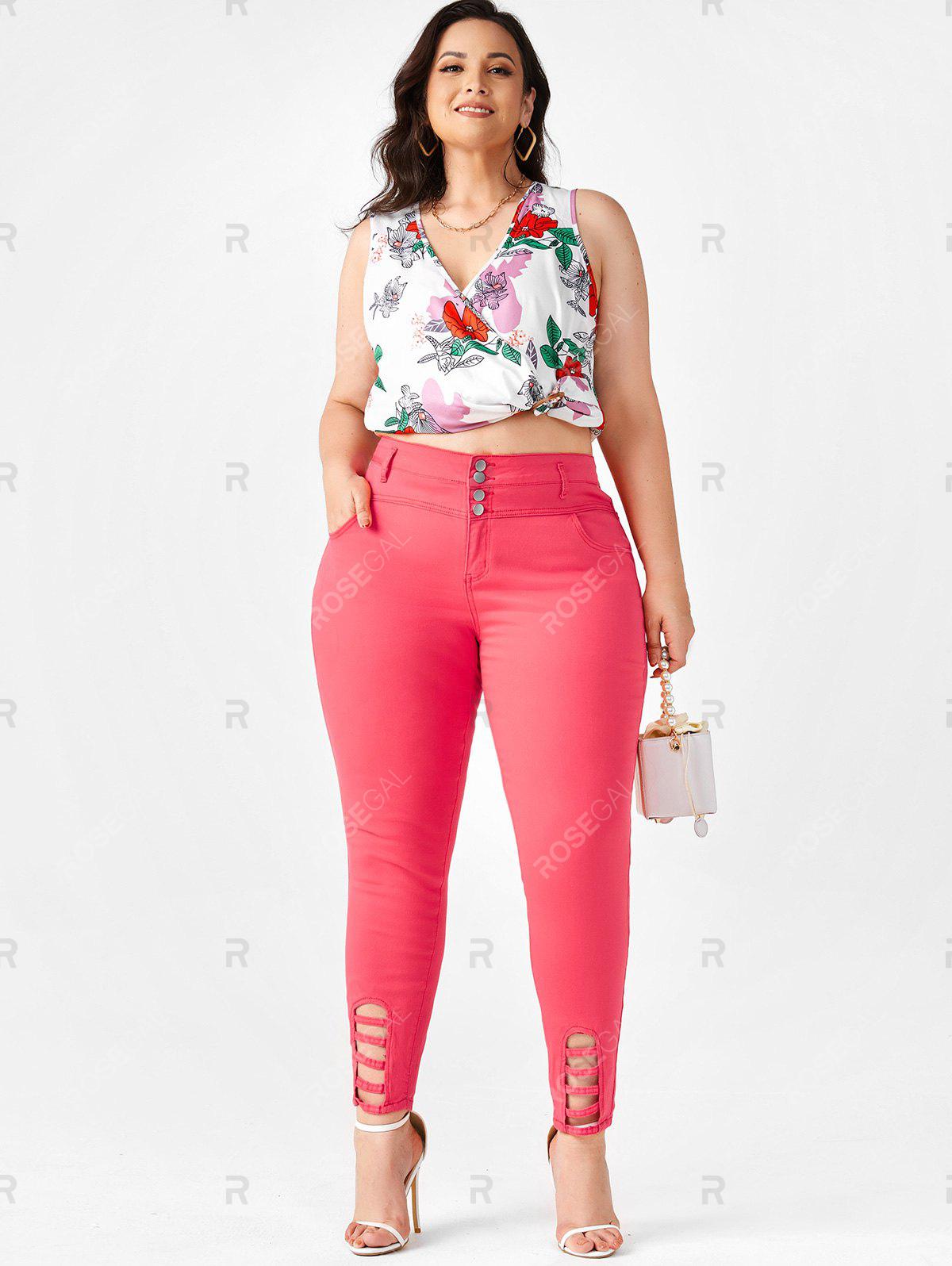 Plus Size High Waisted Ladder Cut Jeans