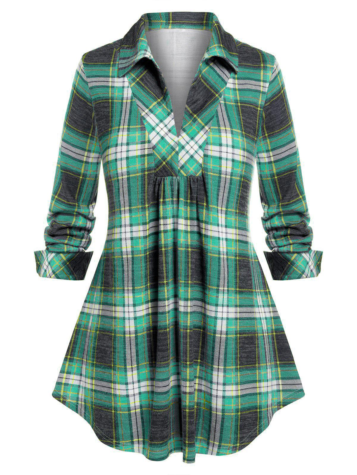 Plus Size Plaid Tunic Top