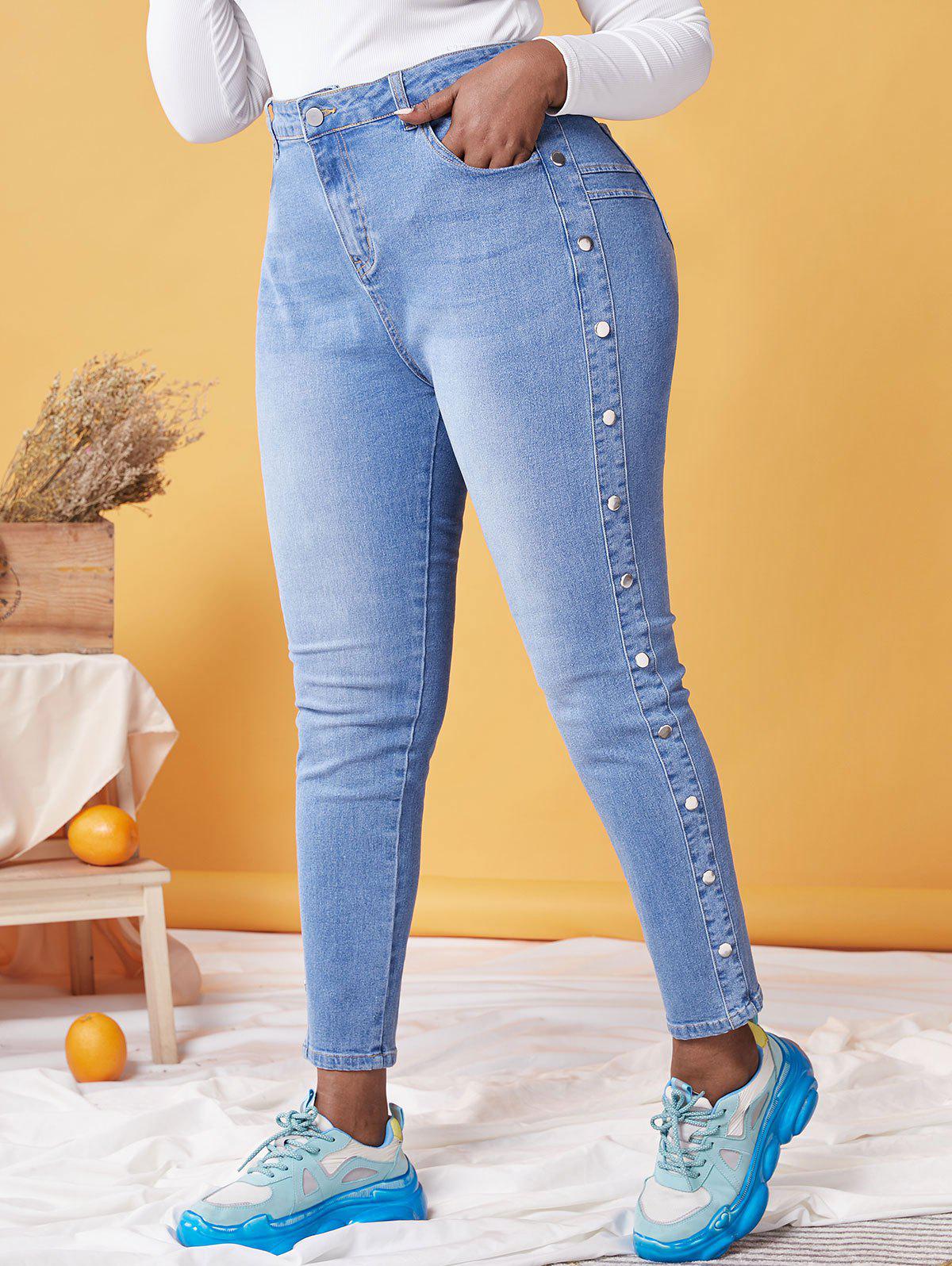 Plus Size Light Wash Studded Skinny Jeans