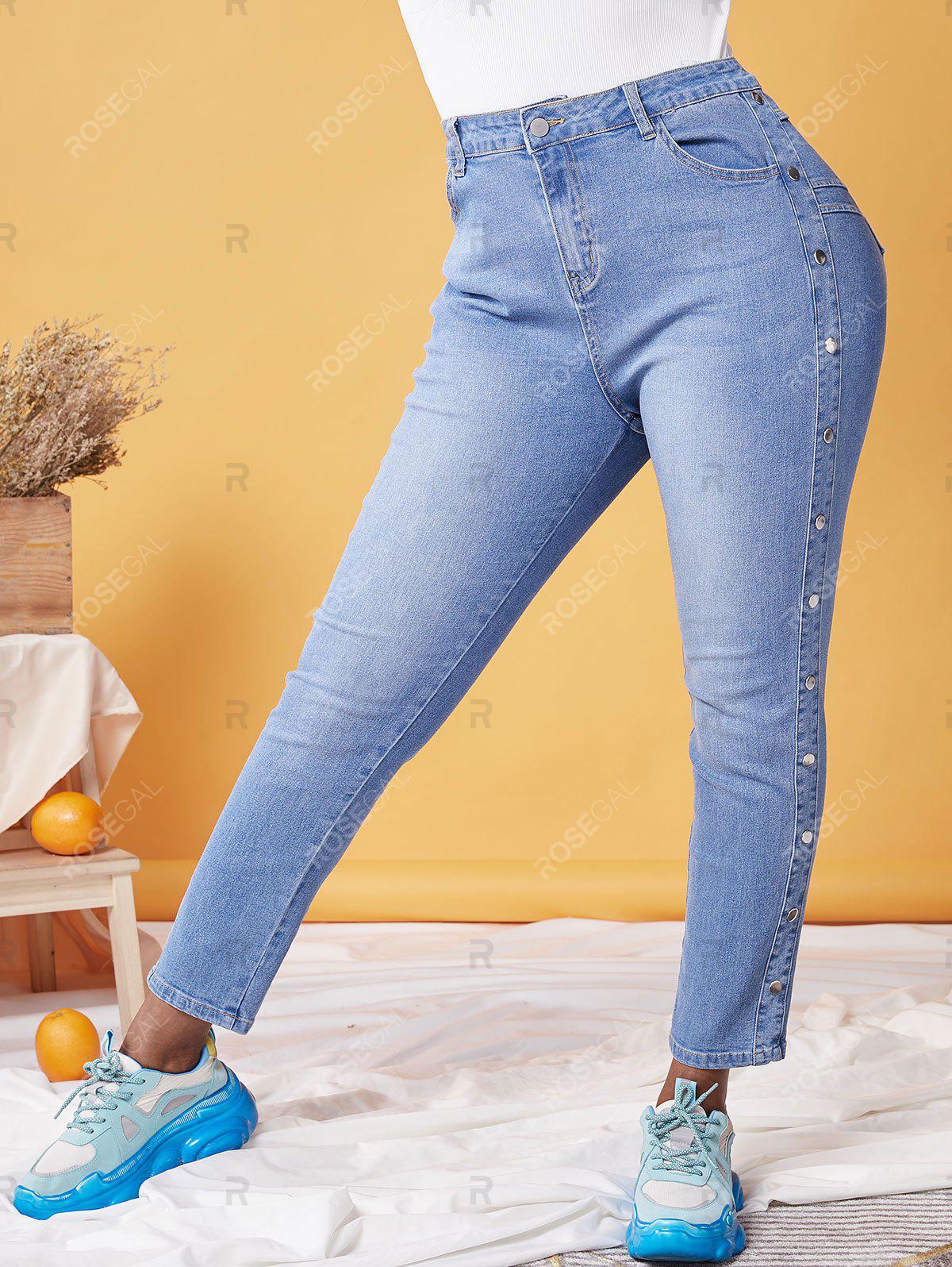 Plus Size Light Wash Studded Skinny Jeans