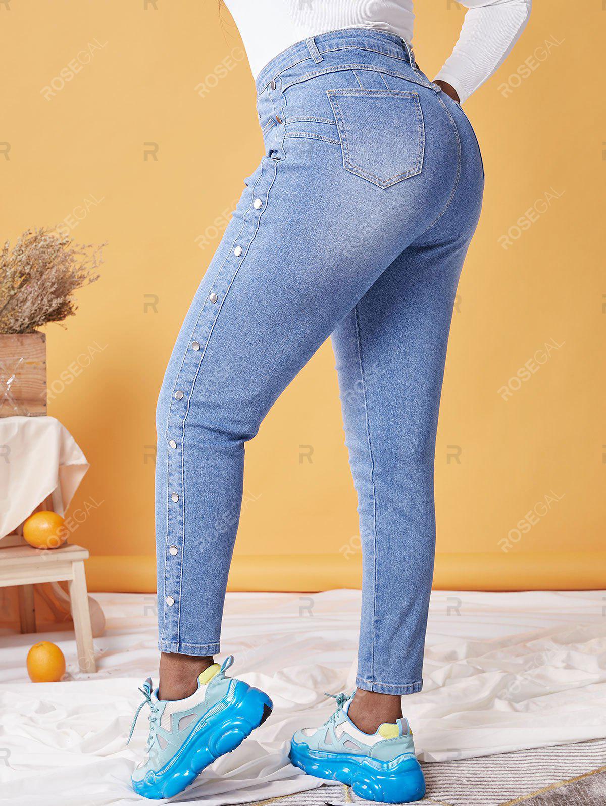 Plus Size Light Wash Studded Skinny Jeans