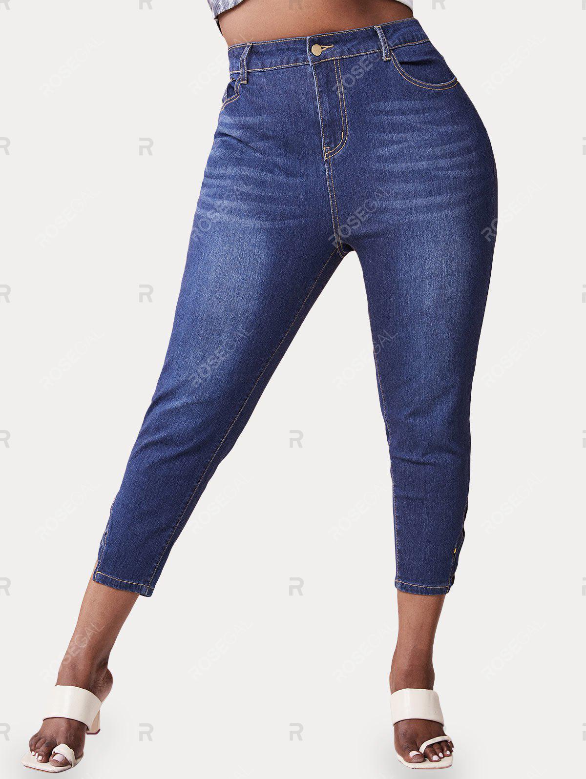 Plus Size Crisscross Faded Ninth Jeans