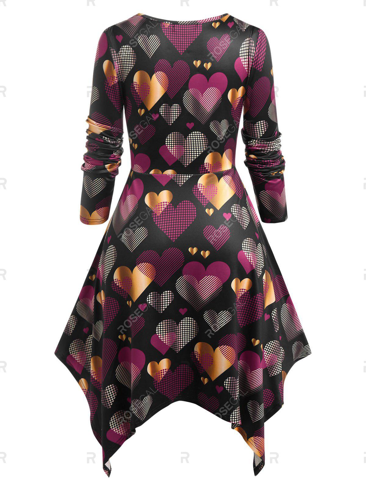 Plus Size Handkerchief Cutout Heart Print Dress