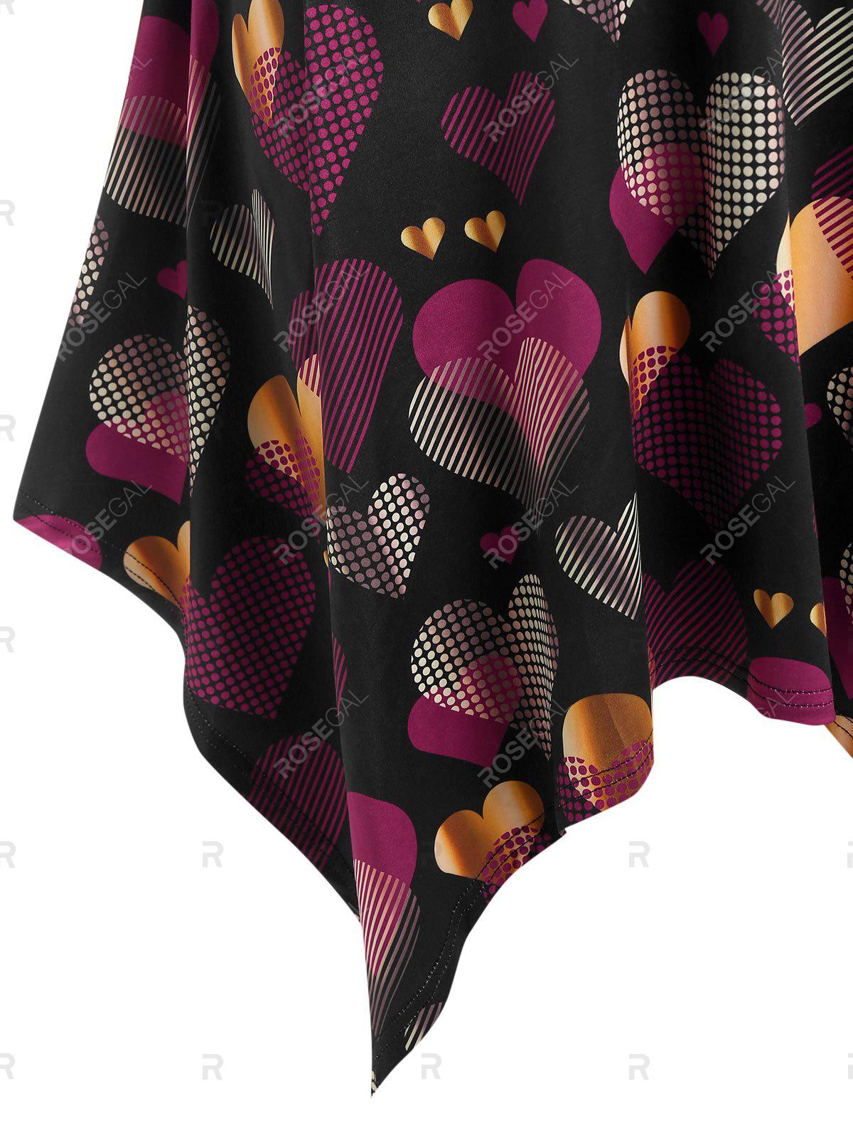 Plus Size Handkerchief Cutout Heart Print Dress