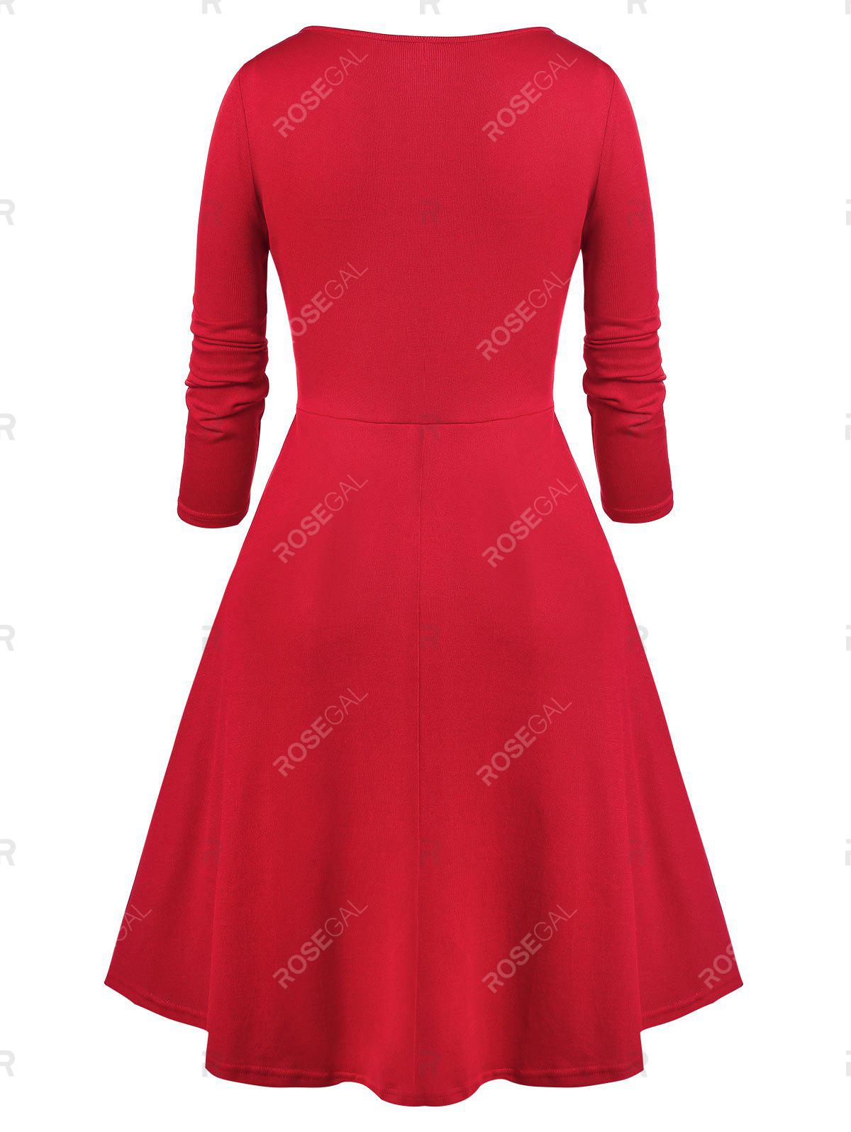 Plus Size Vintage Ruched Heart Ring Pin Up Dress