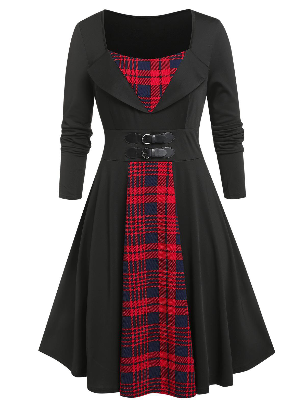 Plus Size Vintage Plaid Pin Up Dress