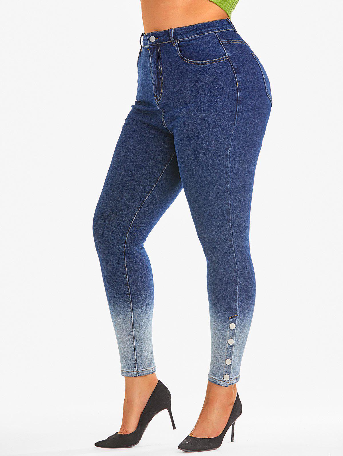 Plus Size Two Tone High Rise Jeans