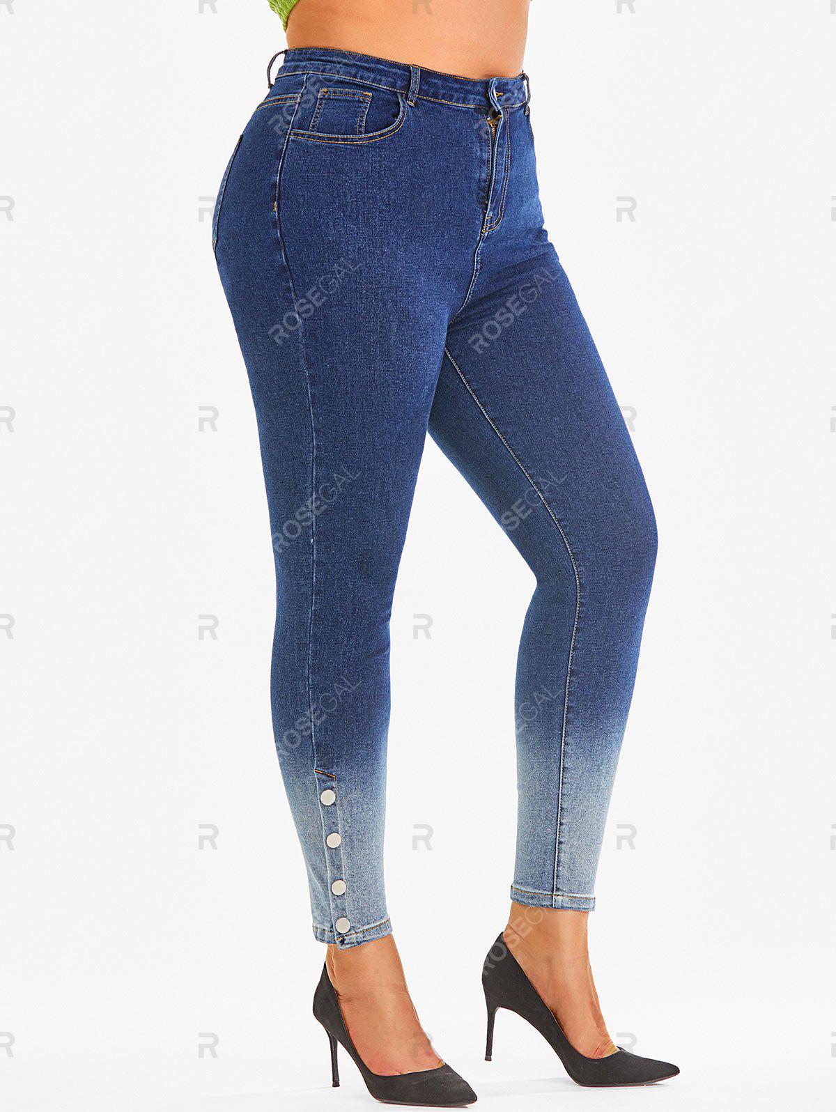 Plus Size Two Tone High Rise Jeans