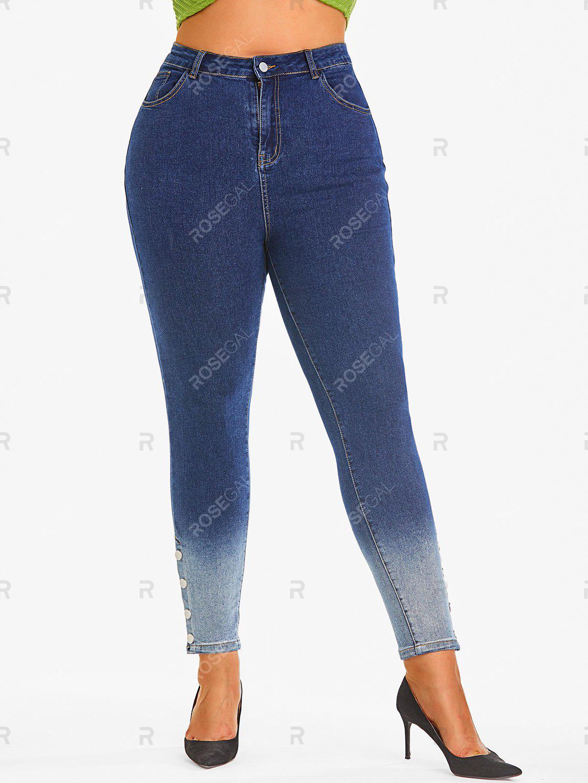 Plus Size Two Tone High Rise Jeans