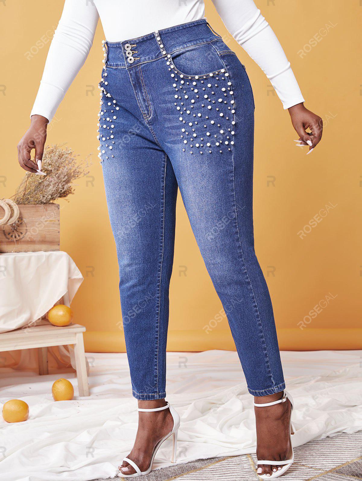 Plus Size Beaded Skinny Jeans