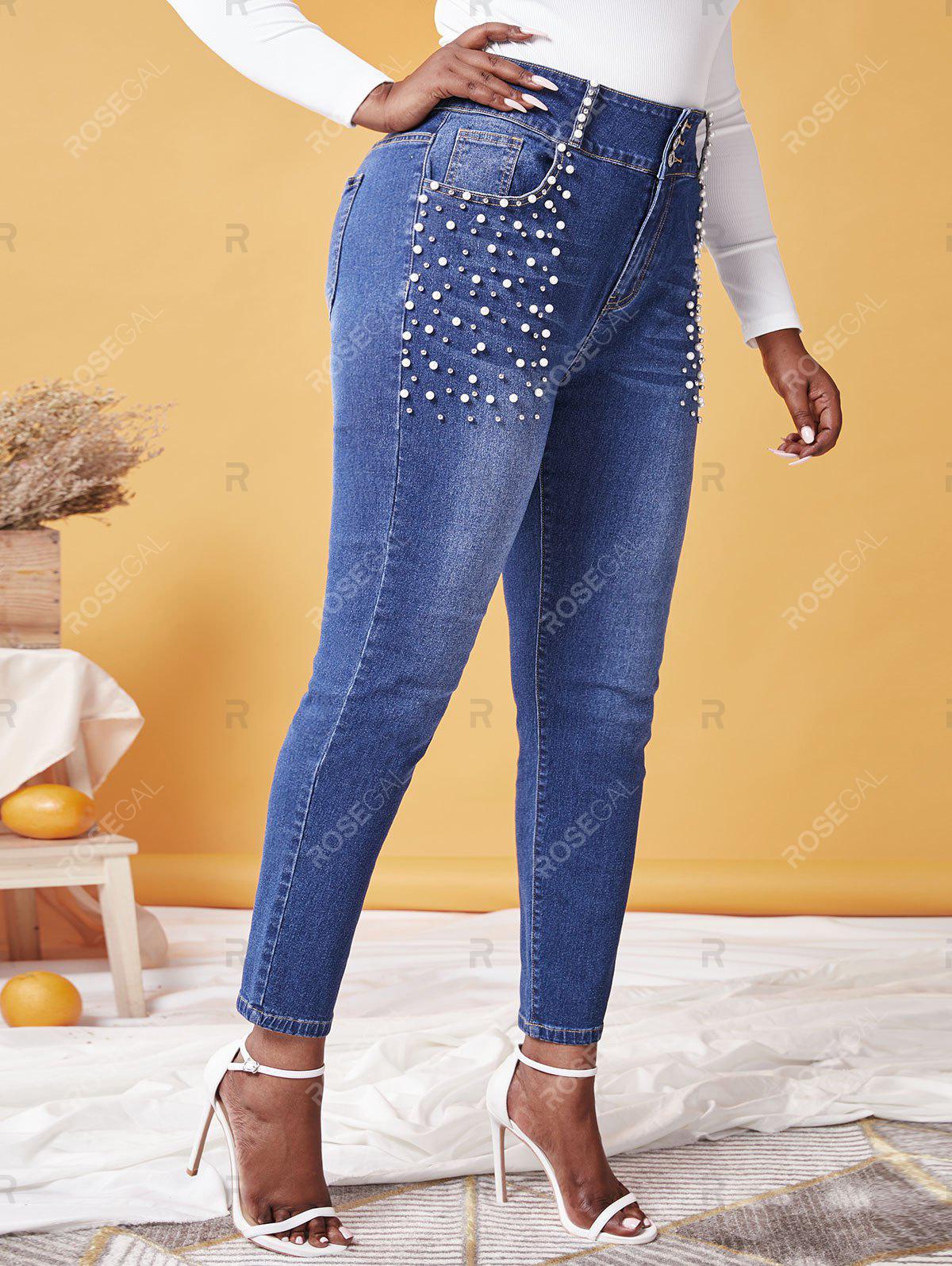 Plus Size Beaded Skinny Jeans