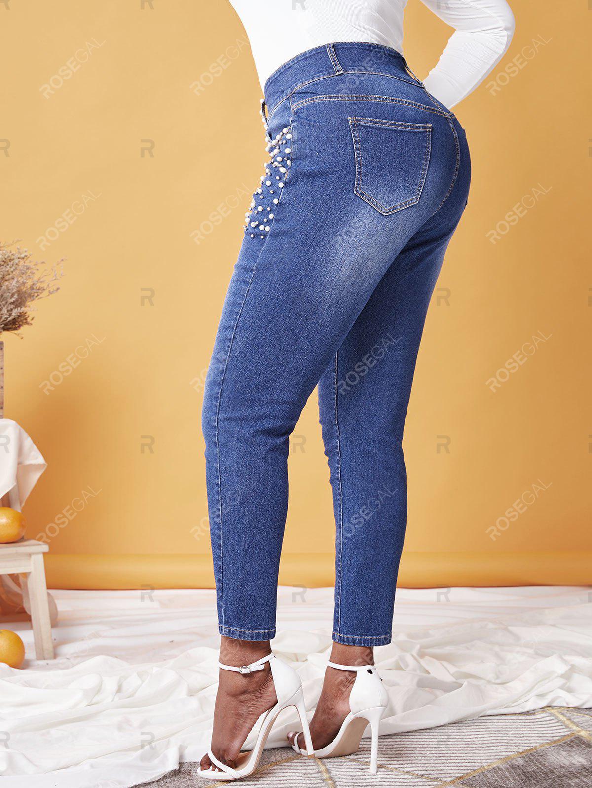 Plus Size Beaded Skinny Jeans