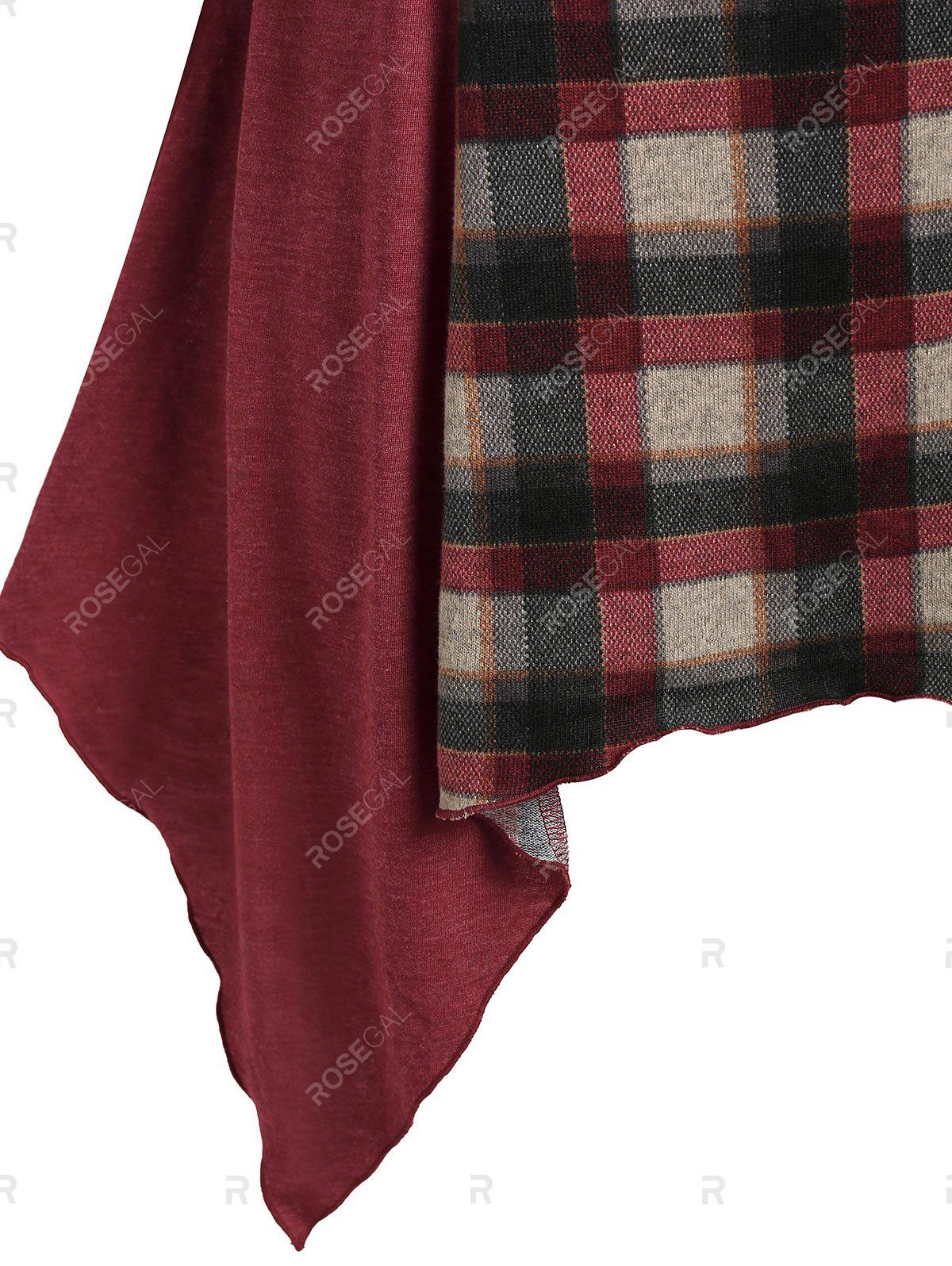 Plus Size Eyelets Plaid Handkerchief T-shirt