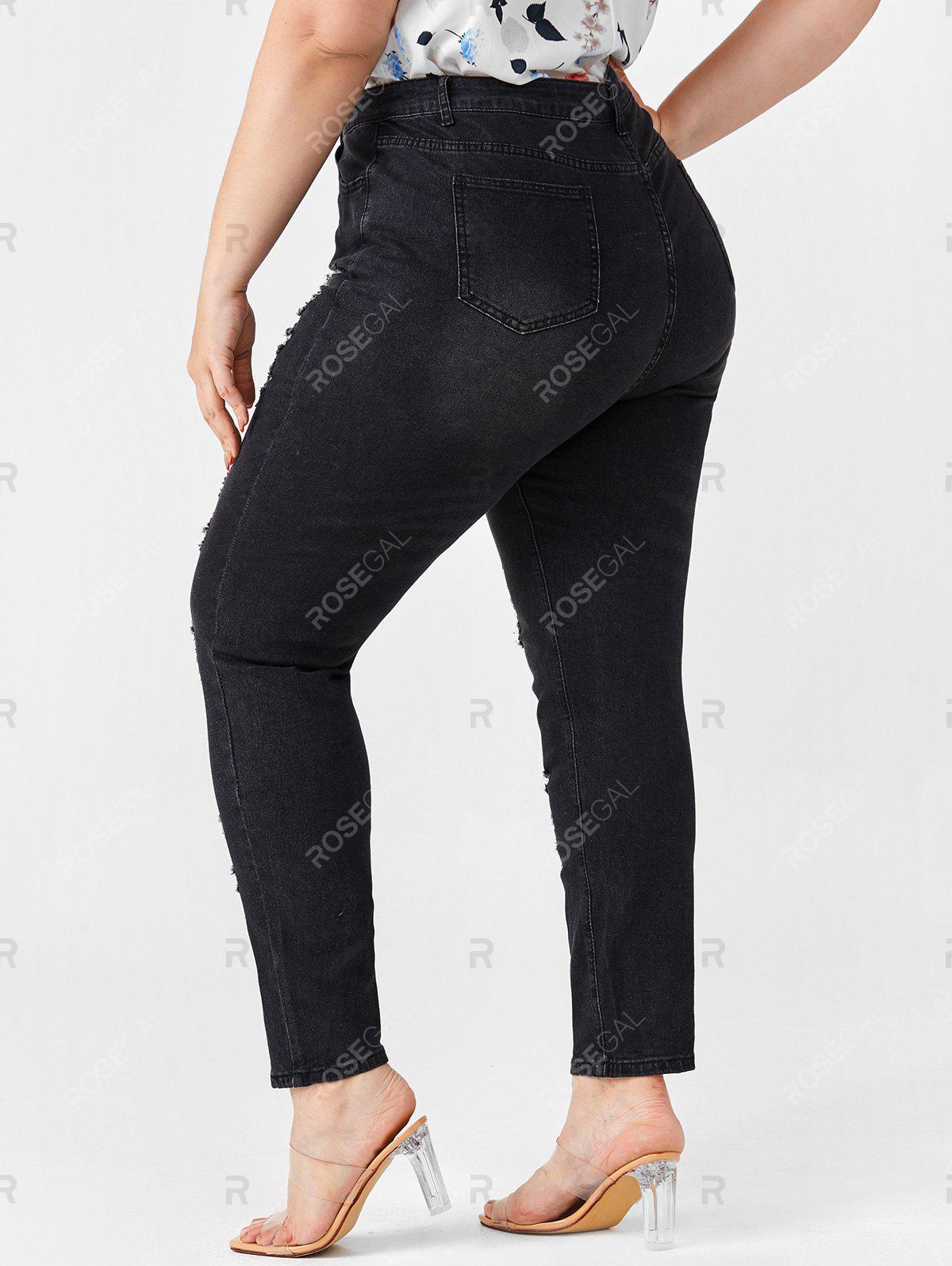 Plus Size Distressed High Waisted Jeans