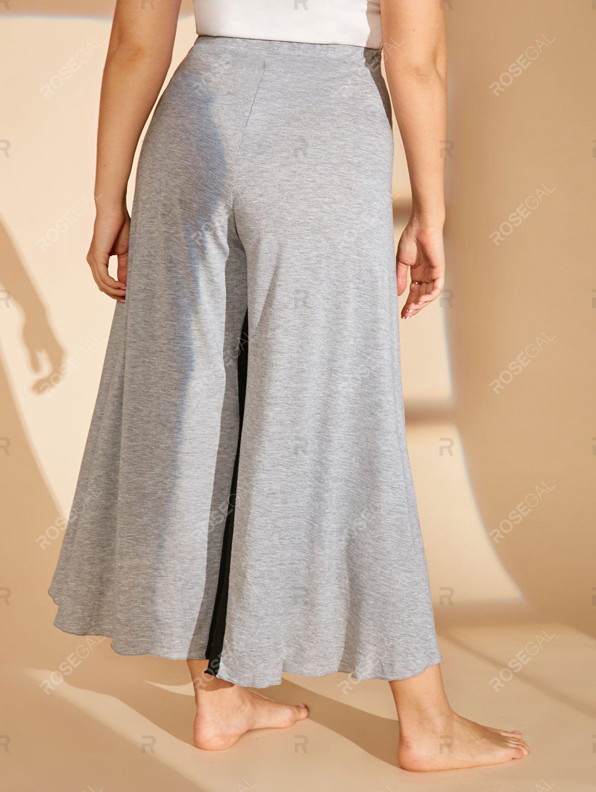 Plus Size Colorblock High Waist Overlap Pants