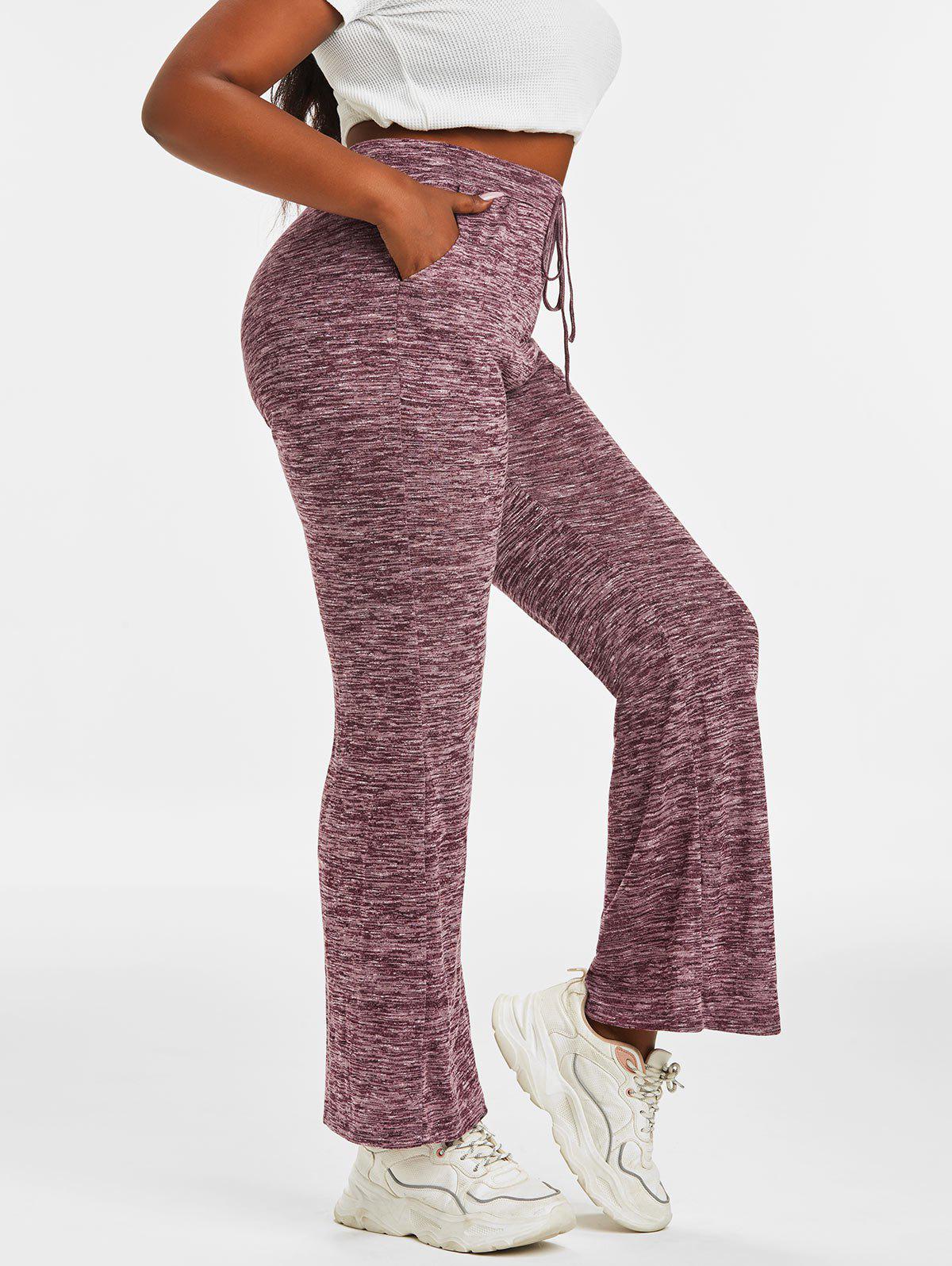 Plus Size Space Dye Pocket Tie High Rise Pants