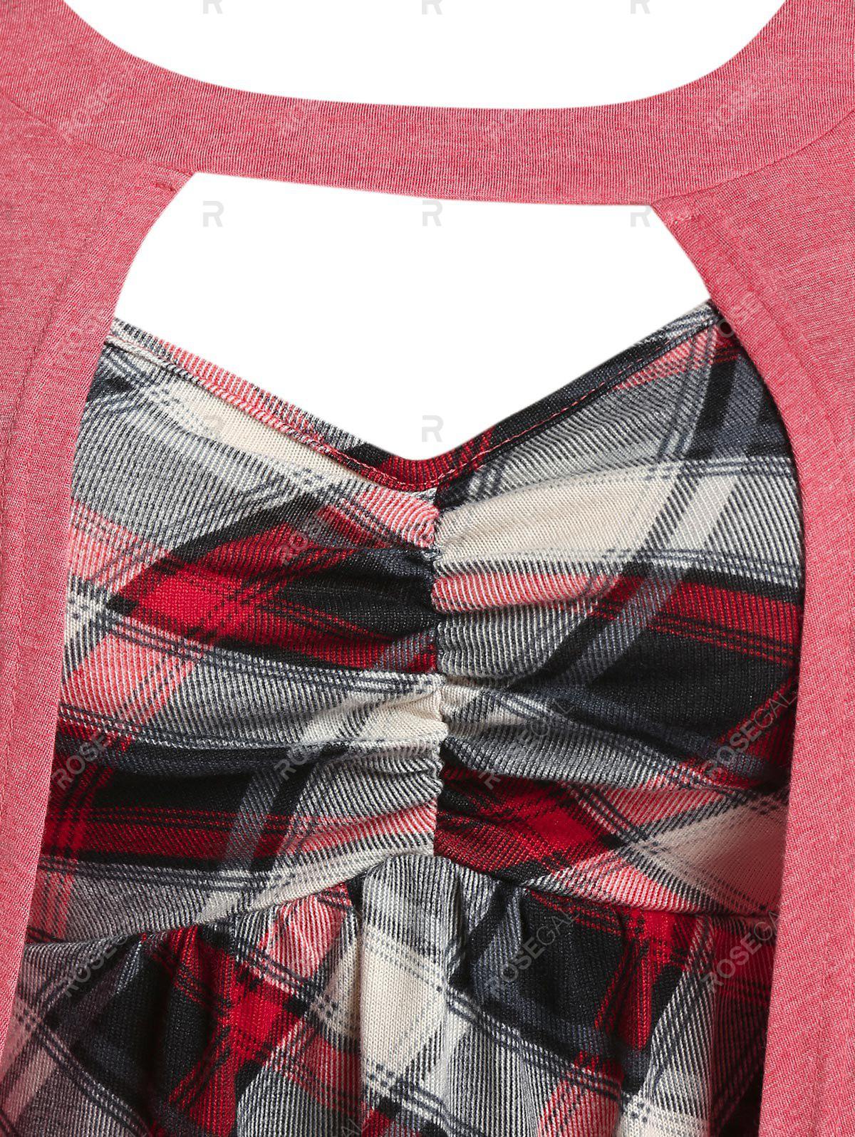 Plus Size Faux Twinset Plaid T-shirt