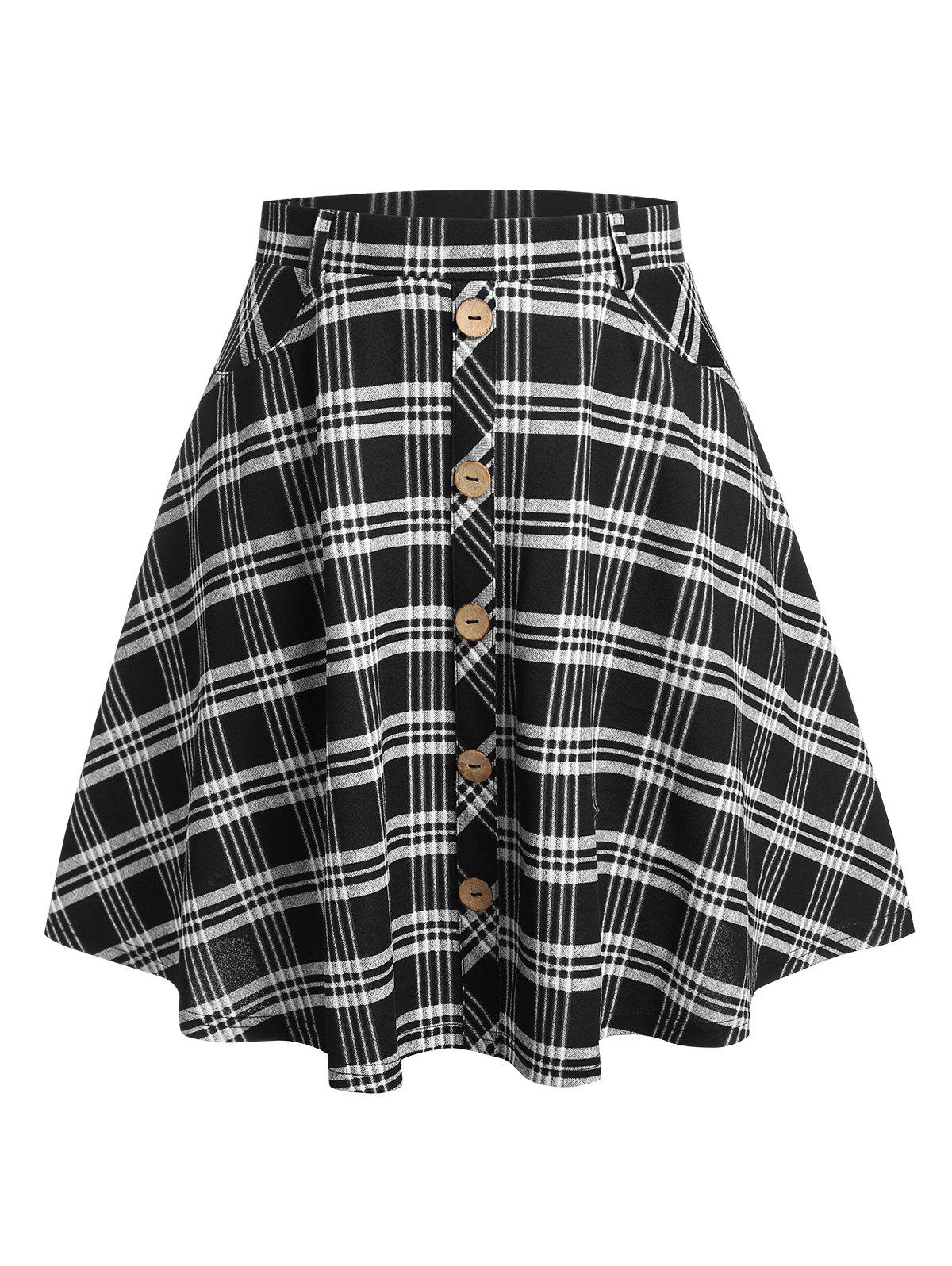 Plus Size Plaid Knee Length Skirt