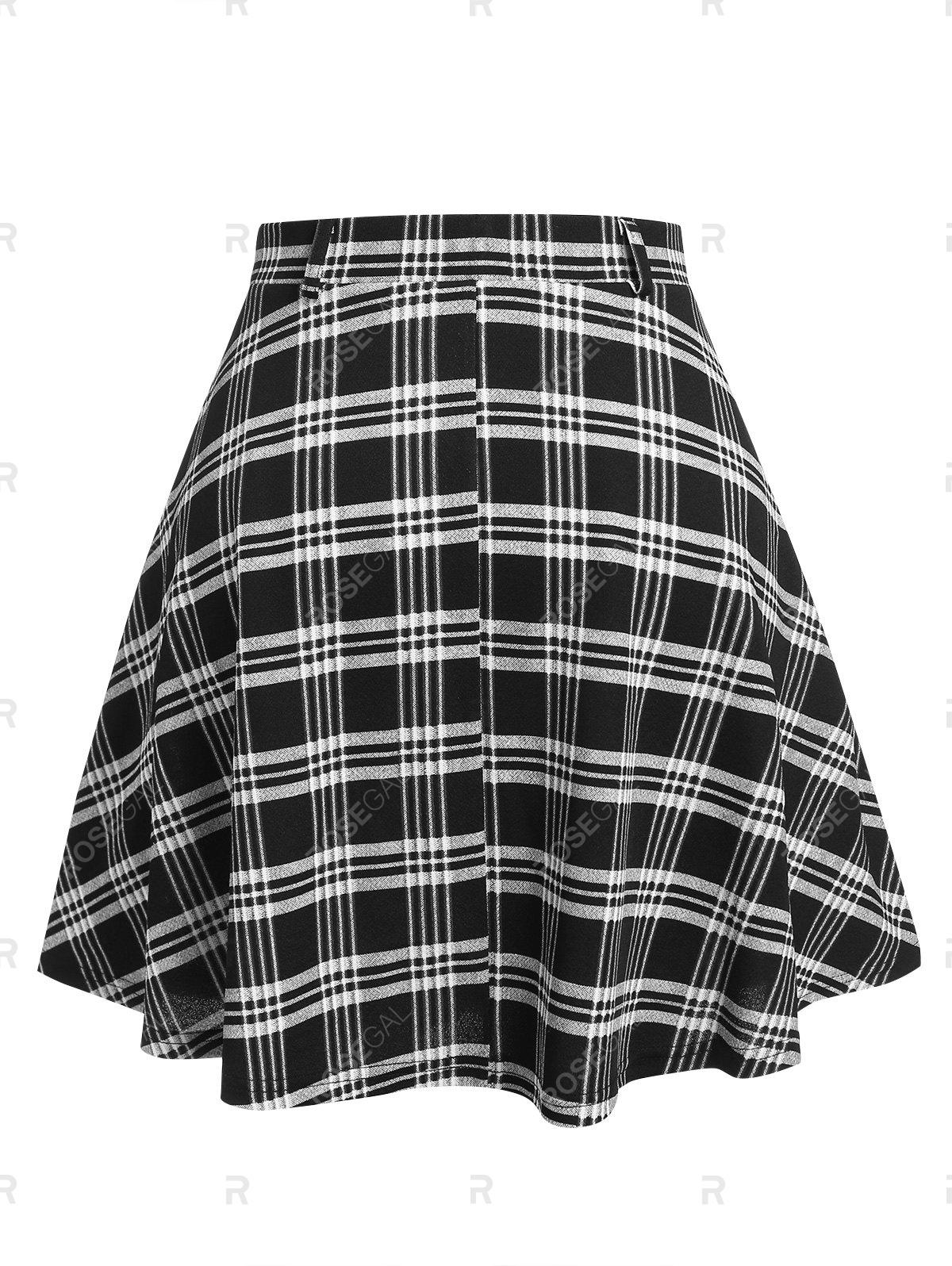 Plus Size Plaid Knee Length Skirt