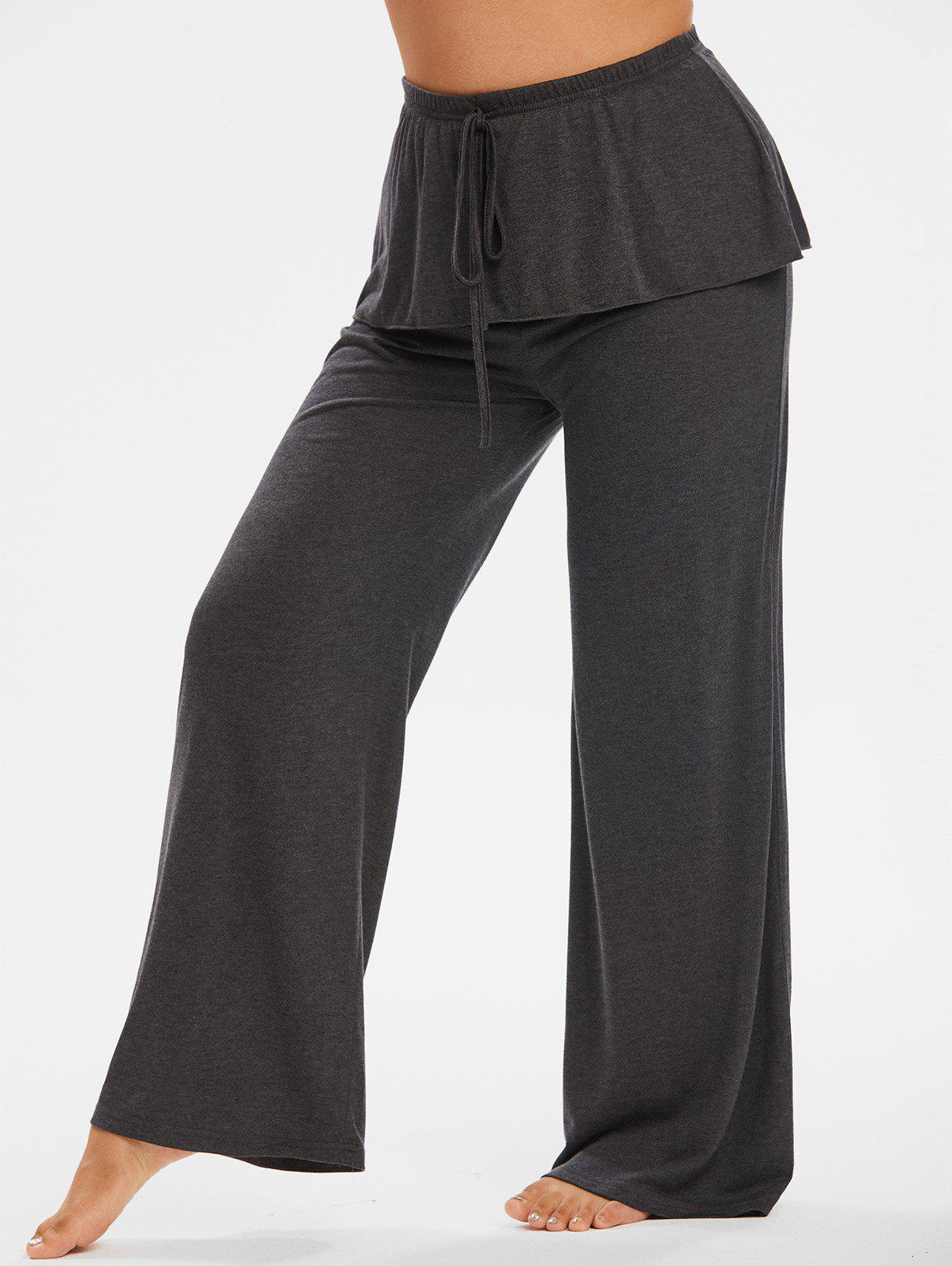 Plus Size Flounce Wide Leg High Rise Pants