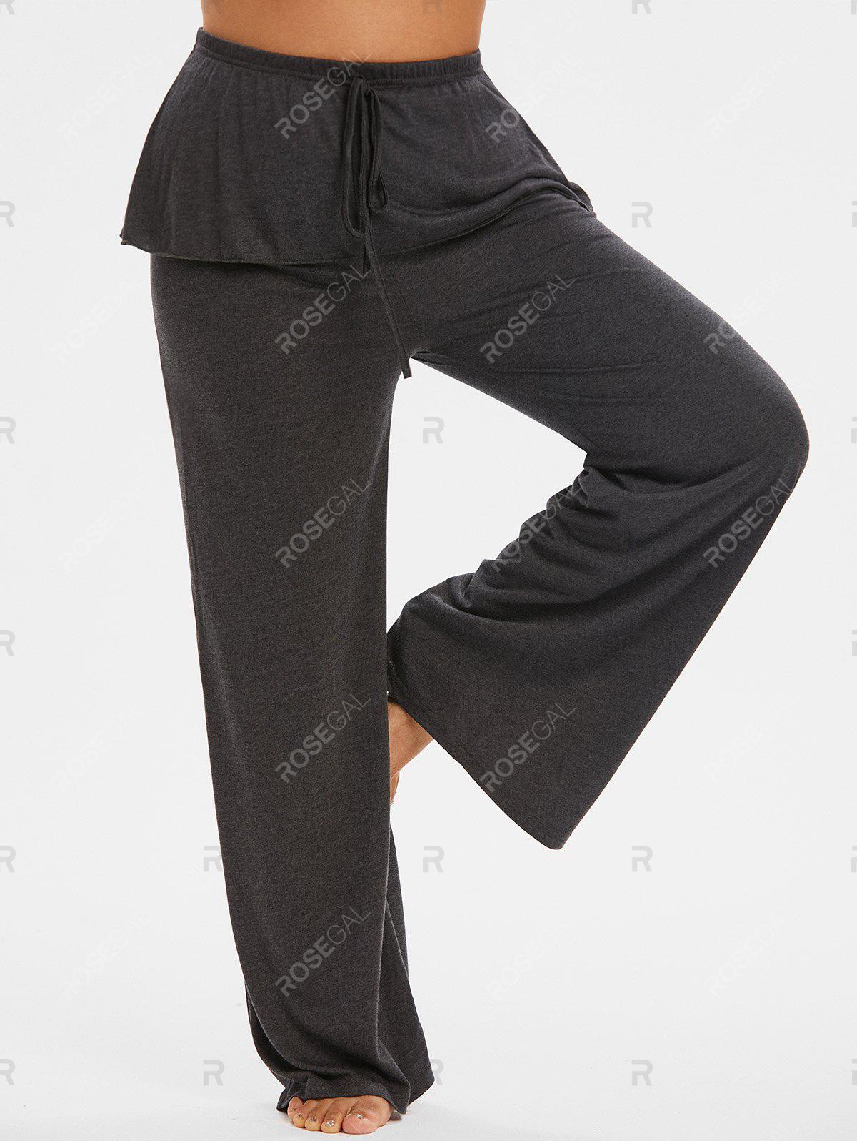 Plus Size Flounce Wide Leg High Rise Pants