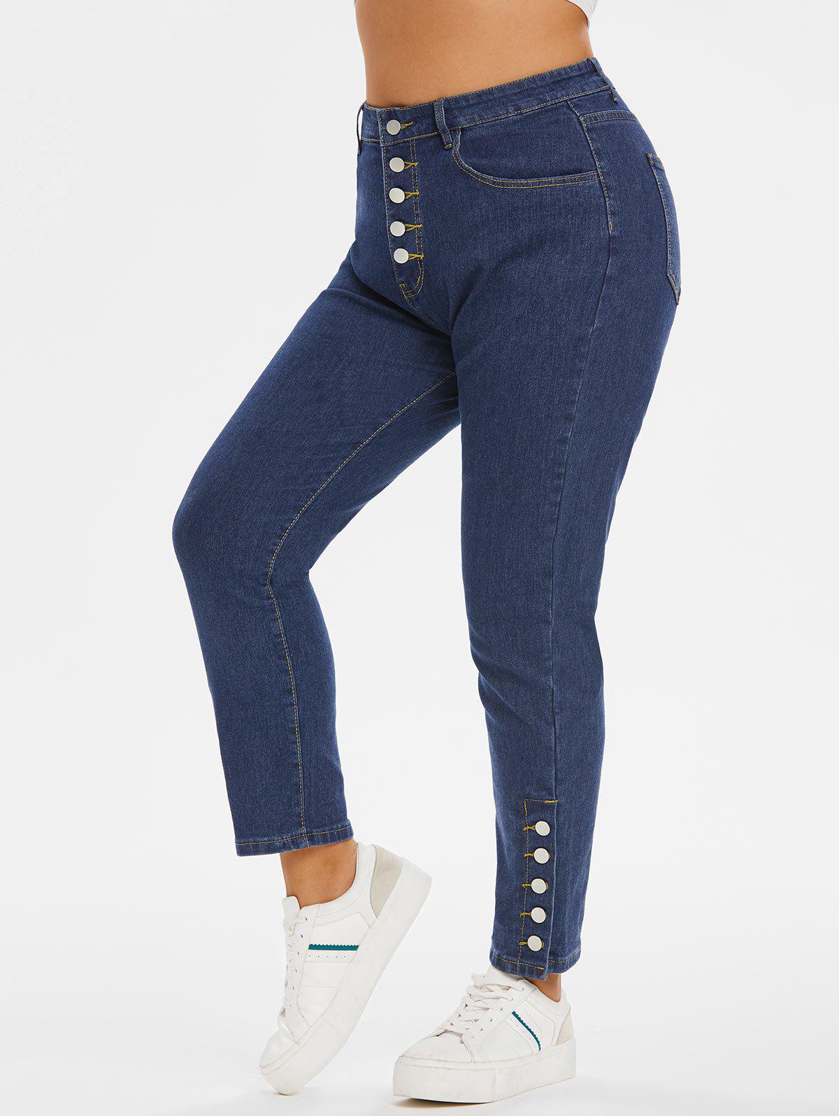 Plus Size Button Fly Skinny Jeans