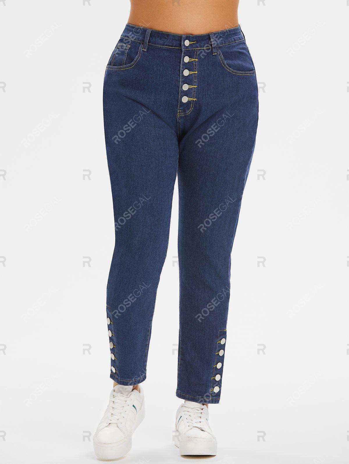 Plus Size Button Fly Skinny Jeans