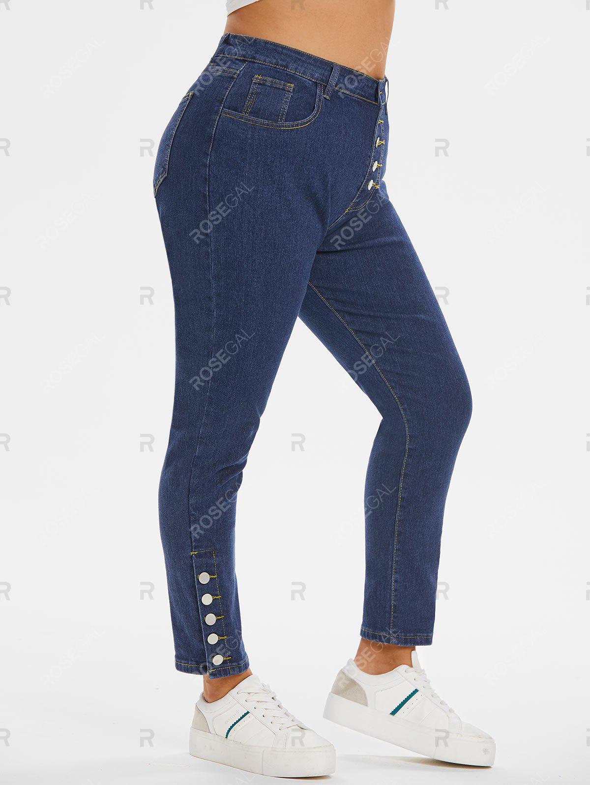 Plus Size Button Fly Skinny Jeans