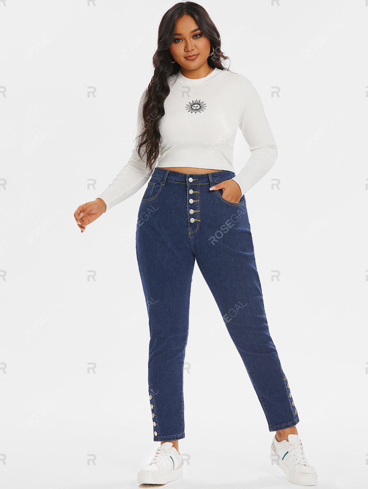 Plus Size Button Fly Skinny Jeans