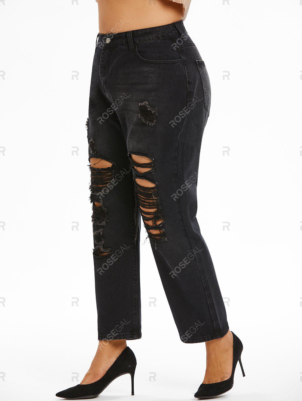 Shredded Distressed Plus Size Straight Jeans