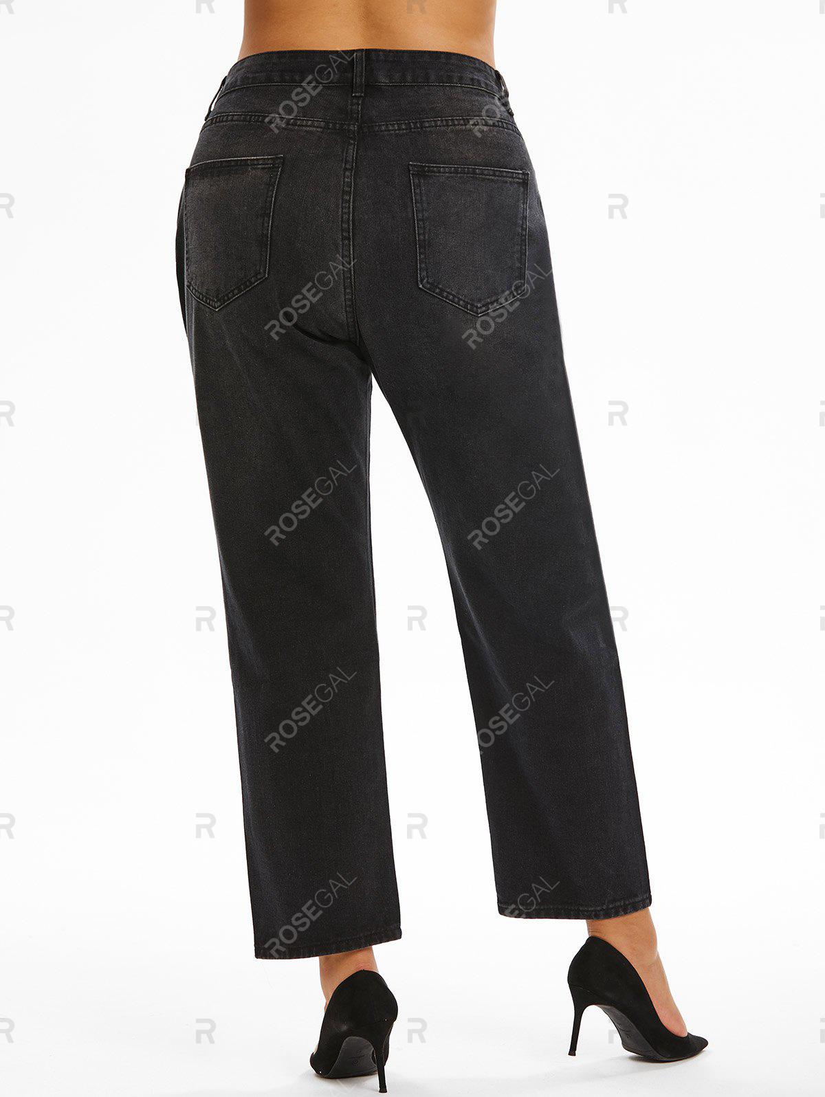 Shredded Distressed Plus Size Straight Jeans