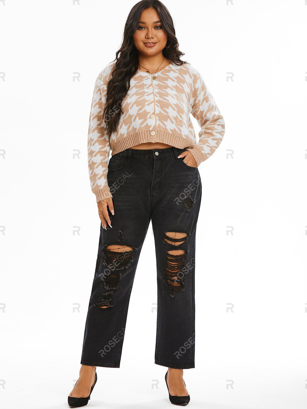 Shredded Distressed Plus Size Straight Jeans