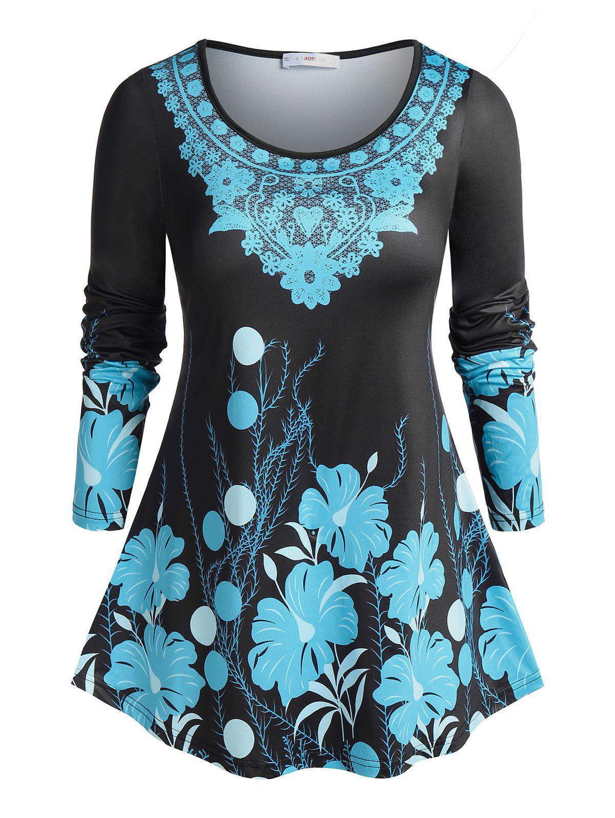 Plus Size Floral Print Tunic T-shirt