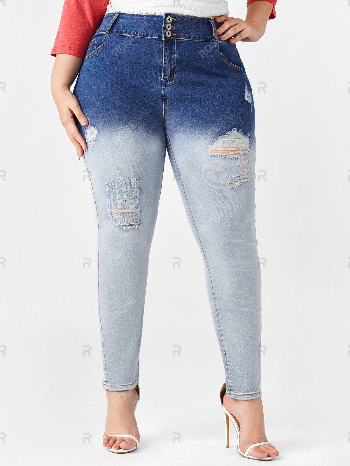 Plus Size Dip Dye Ripped Jeans