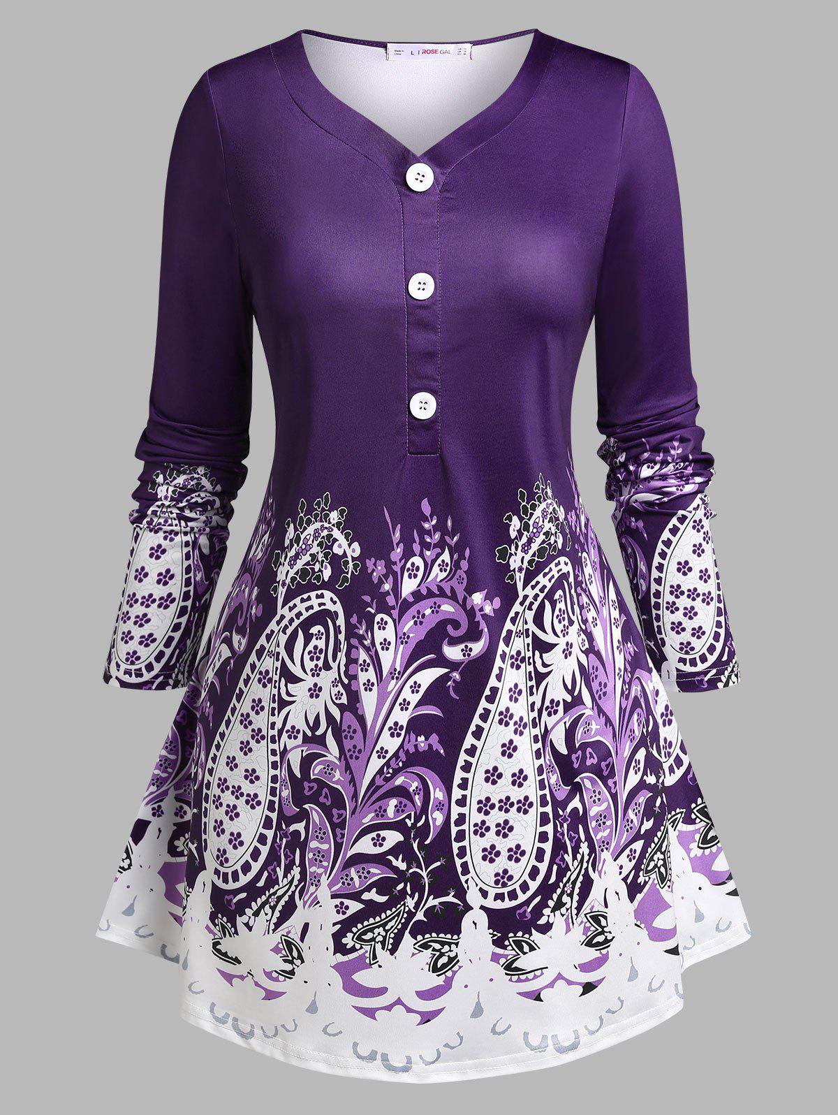 Plus Size Paisley Print Tunic T-shirt