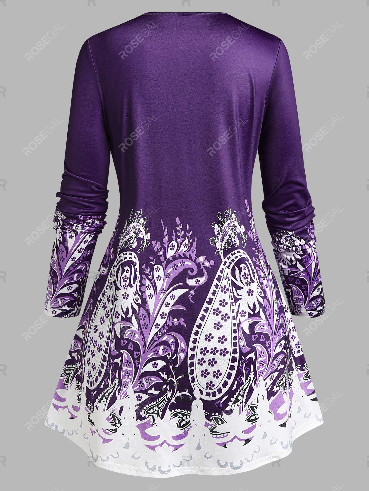 Plus Size Paisley Print Tunic T-shirt