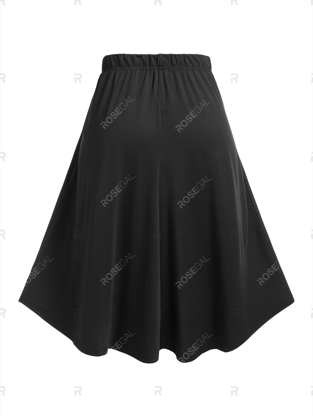 Plus Size Bowknot Embellished Midi High Rise Skirt