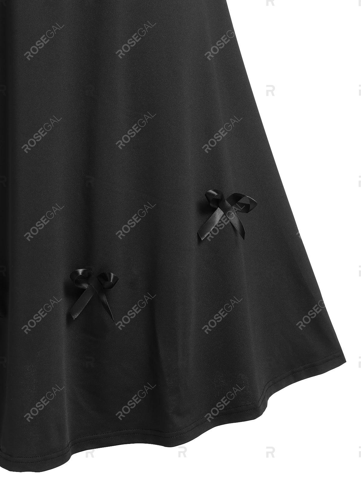 Plus Size Bowknot Embellished Midi High Rise Skirt