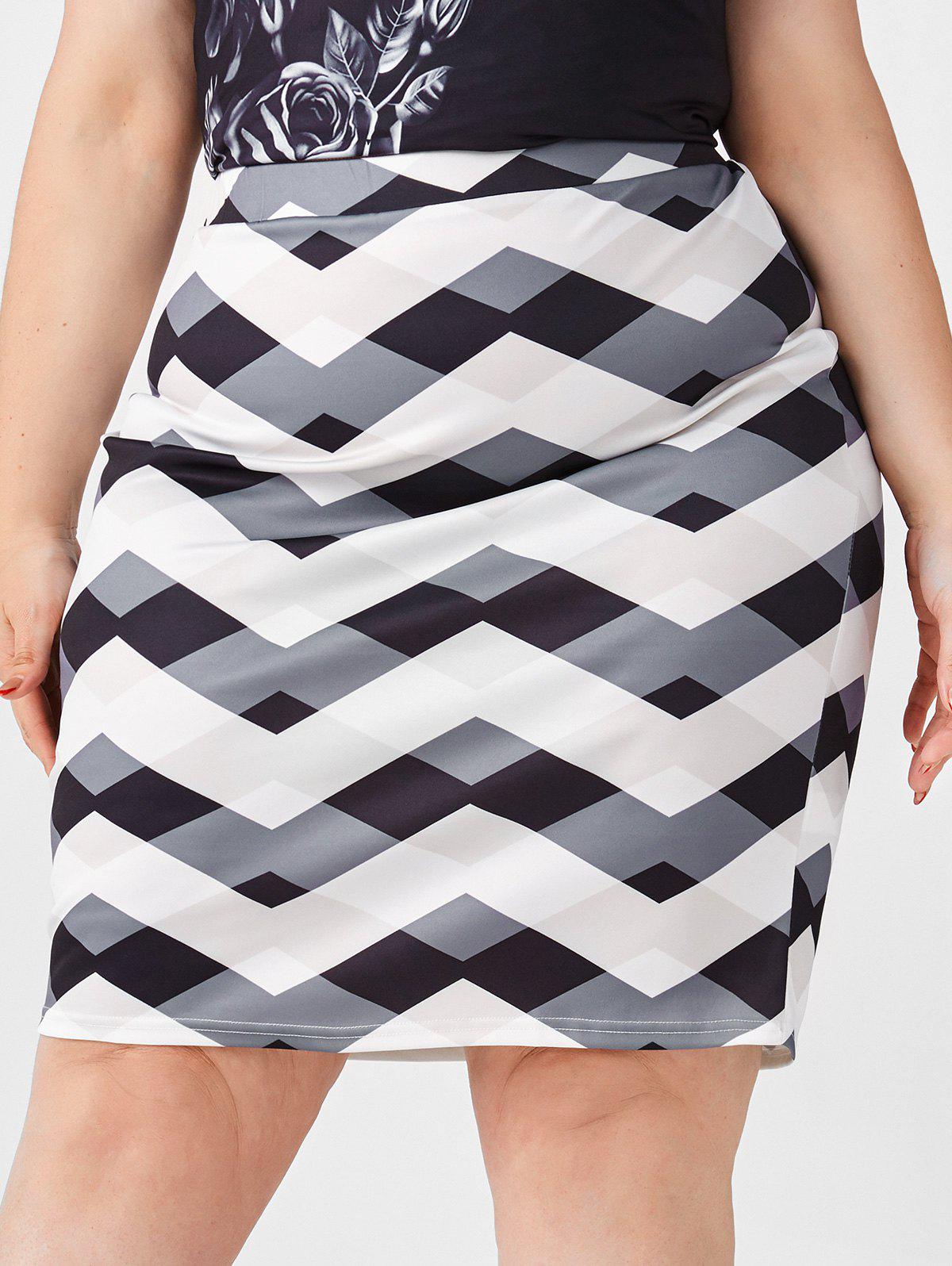 Plus Size Argyle Sheath Knee Length Skirt