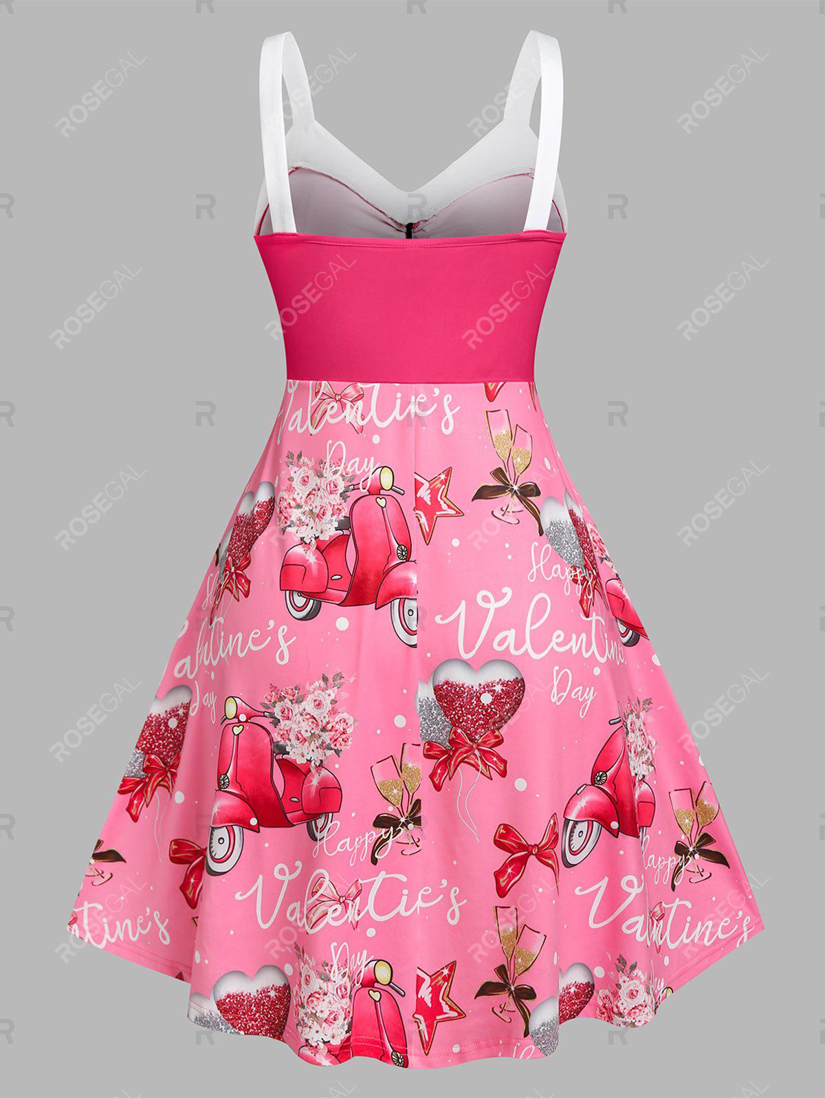 Plus Size Valentine's Motor Scooter Printed Dress