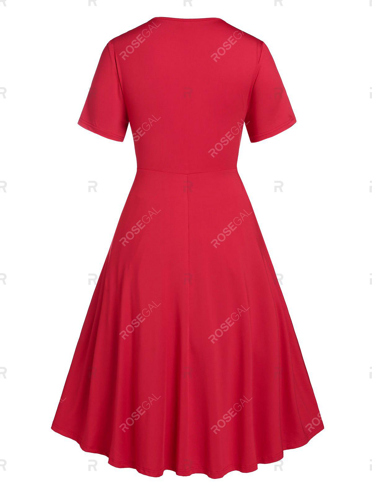 Plus Size Cross Ruched Surplice Knee Length Dress