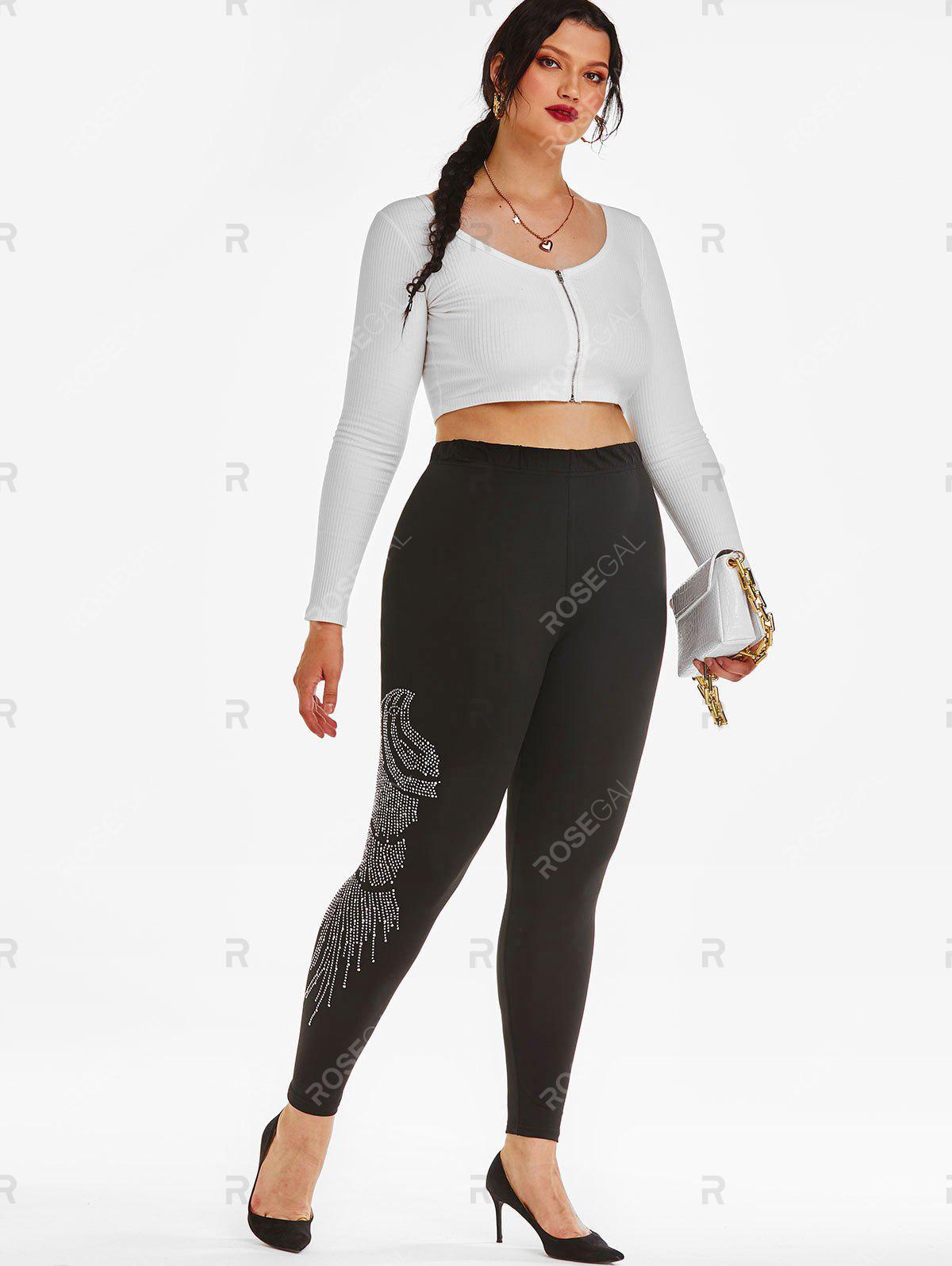 Plus Size Rhinestones Side Skinny Pants