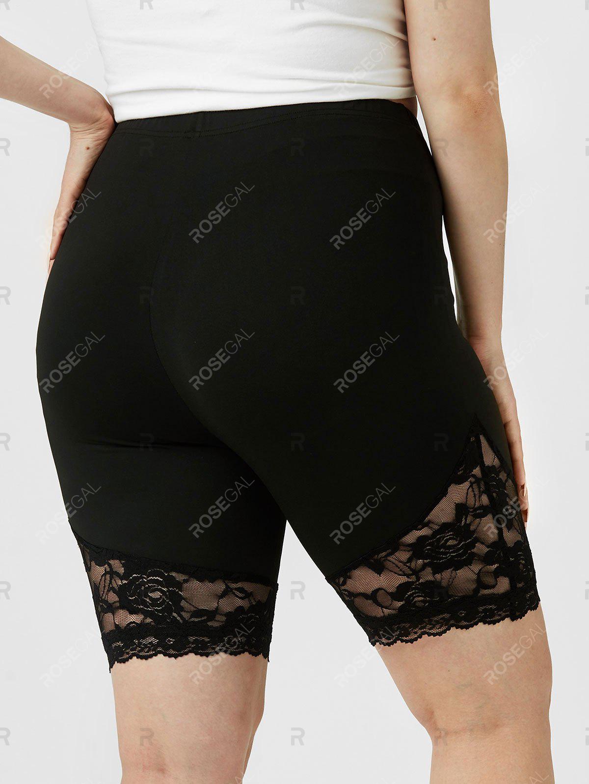 Plus Size & Curve Lace Panel High Rise Biker Shorts