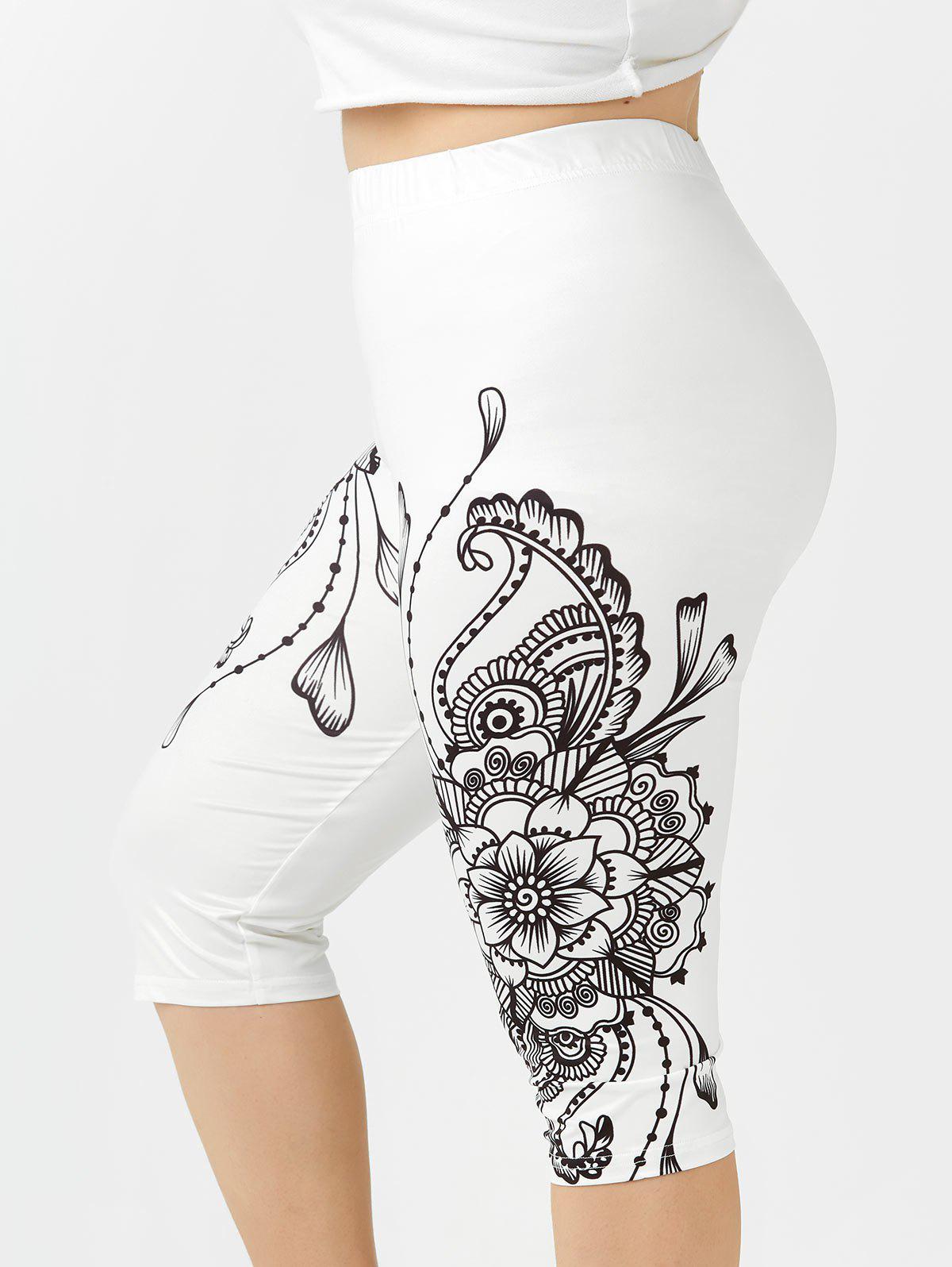 Plus Size & Curve Floral Print Gym Cropped Leggings