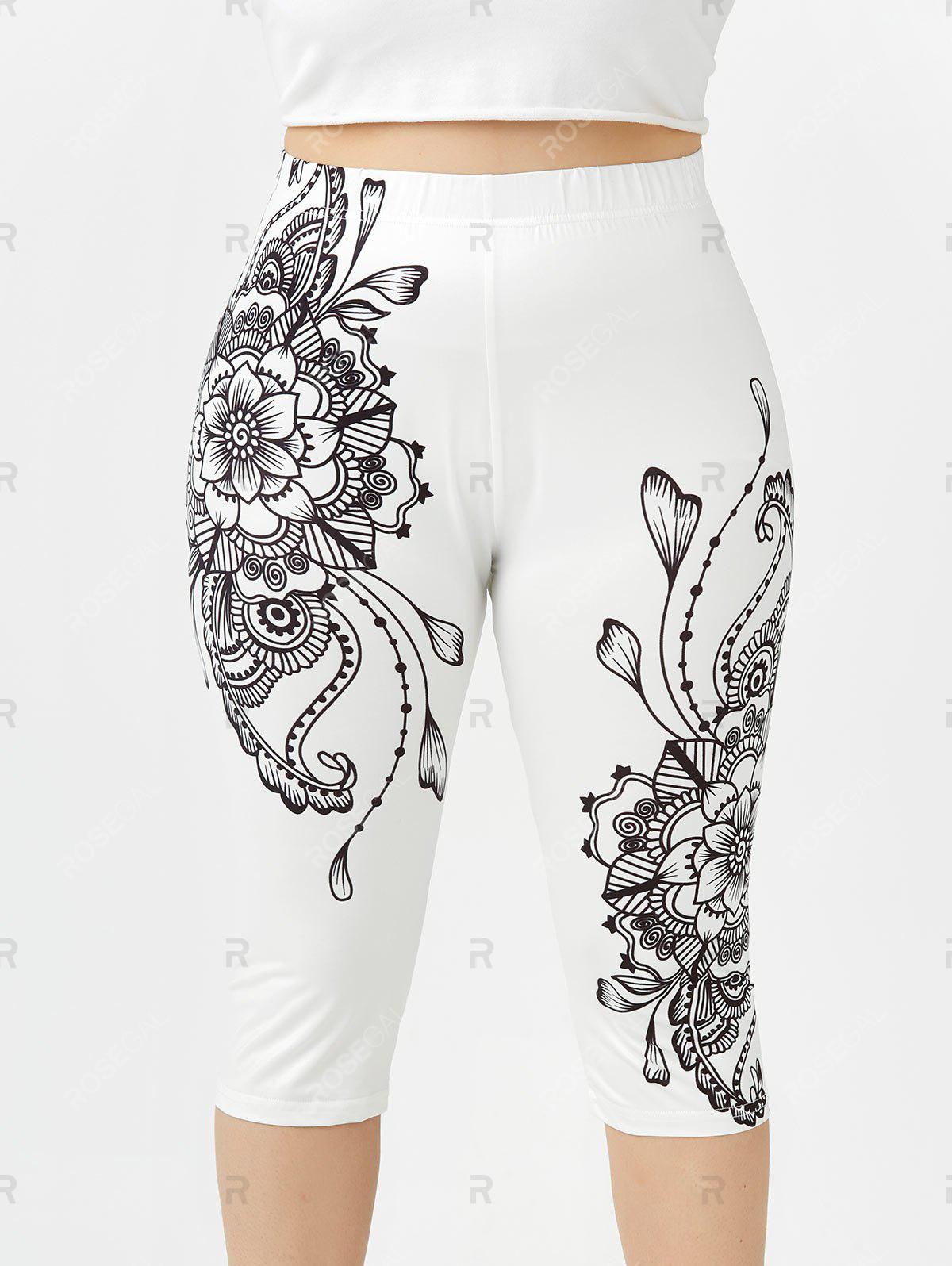 Plus Size & Curve Floral Print Gym Cropped Leggings