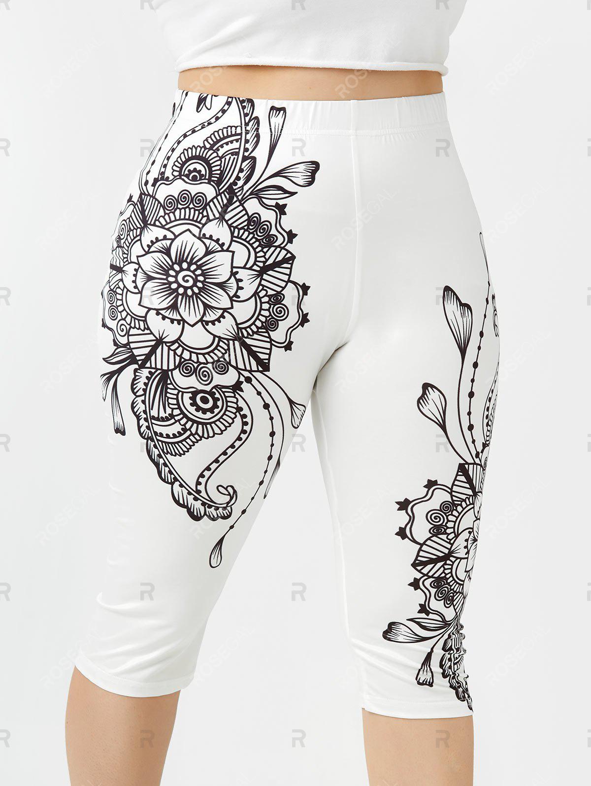 Plus Size & Curve Floral Print Gym Cropped Leggings