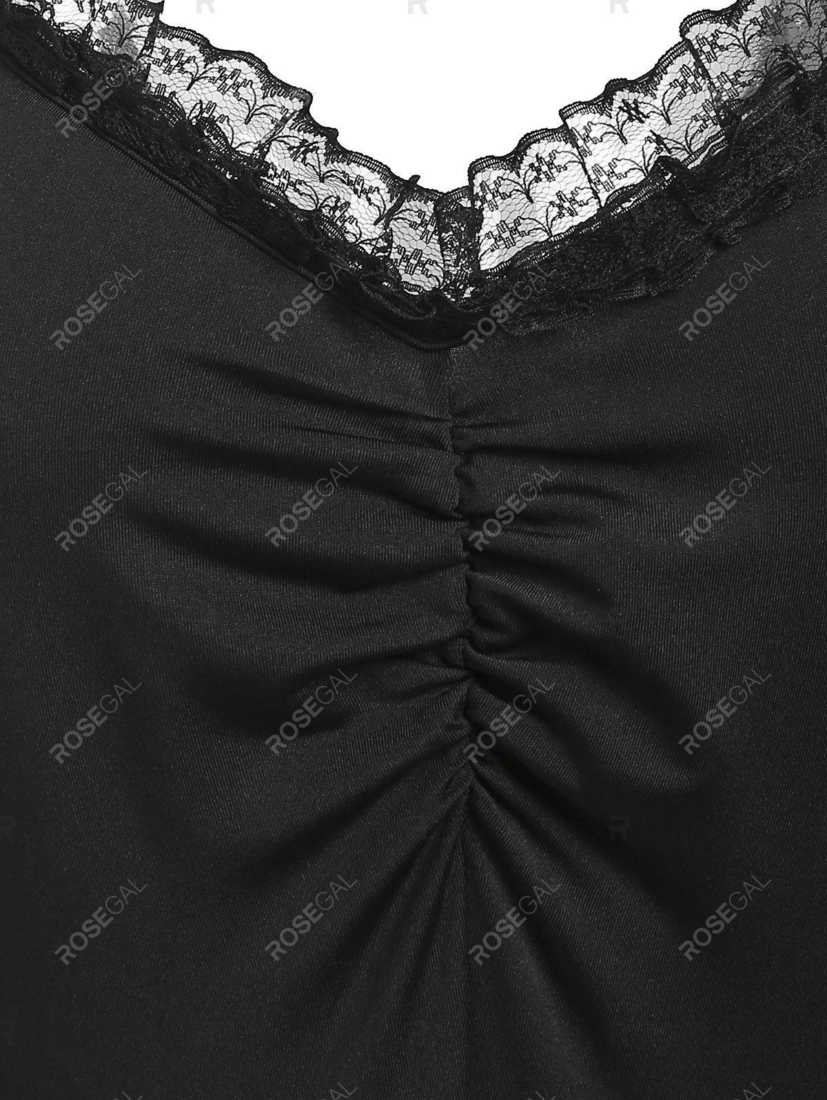 Plus Size & Curve Gothic Lace Panel Grommet Backless Midi Dress