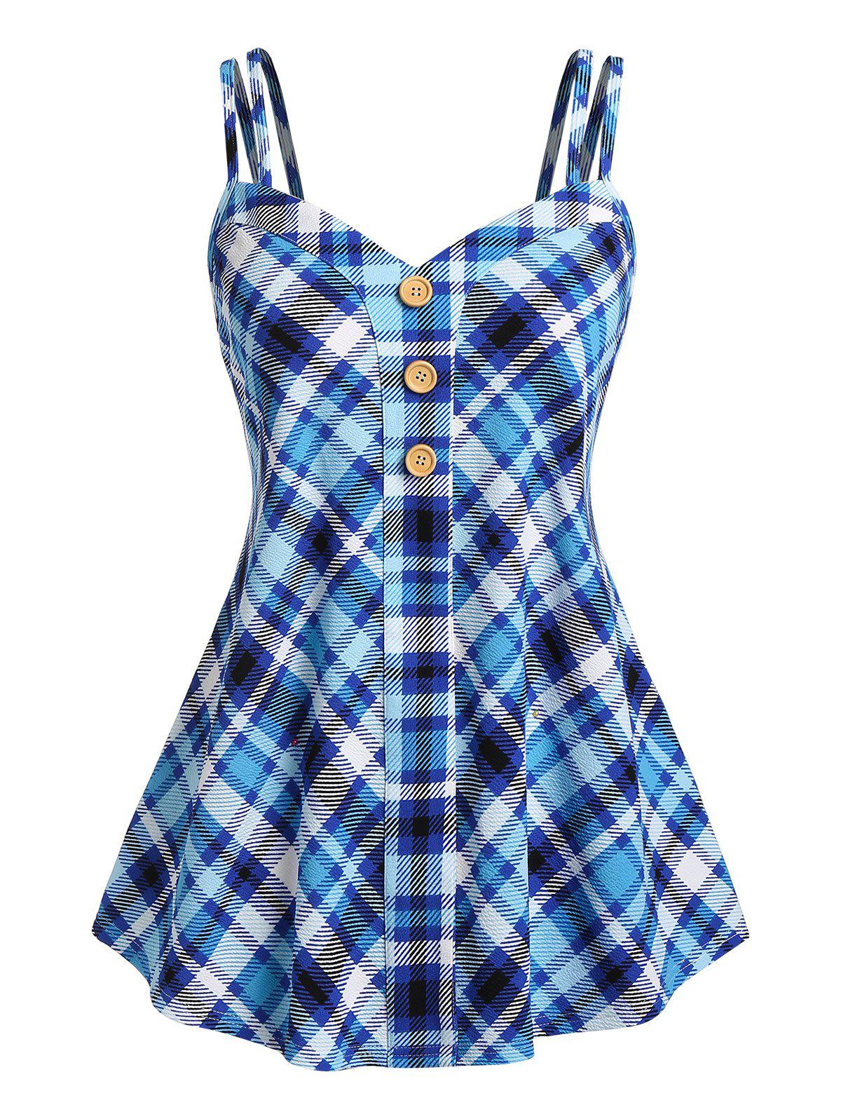 Plus Size & Curve Plaid Dual Strap Tank Top