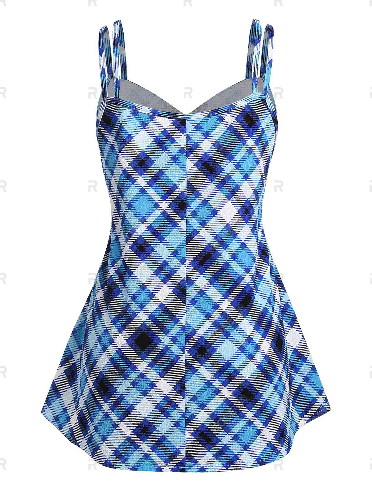 Plus Size & Curve Plaid Dual Strap Tank Top