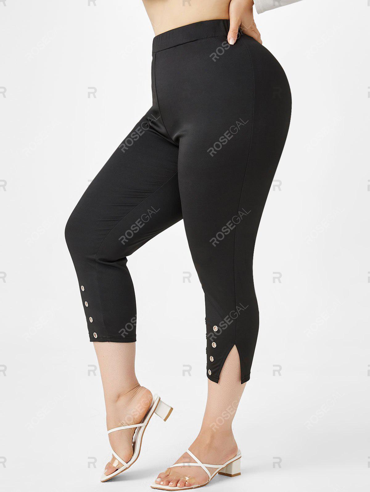 Plus Size & Curve Grommets High Rise Side Slit Ninth Pants